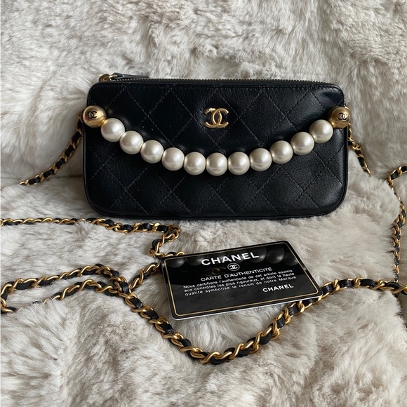 SOLD Chanel clutch with chain wallet on chain with pearl